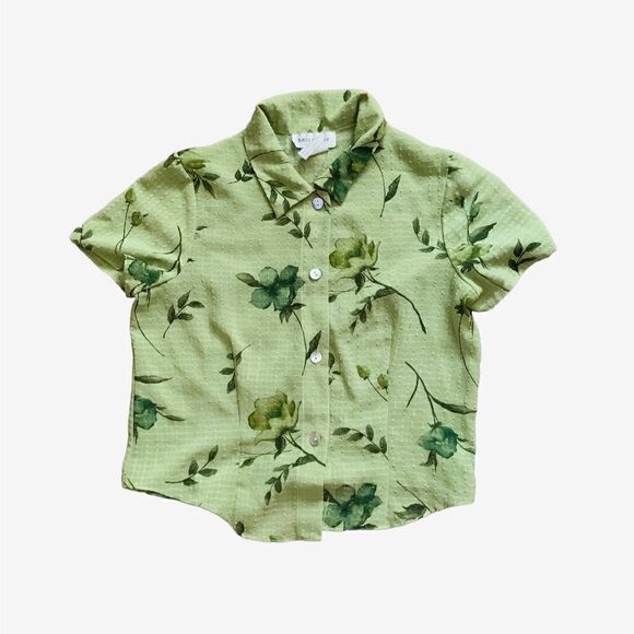 Miss Dorby Vintage 2 Piece Green Floral Textured Dress Set Size 10P - Picture 3 of 8